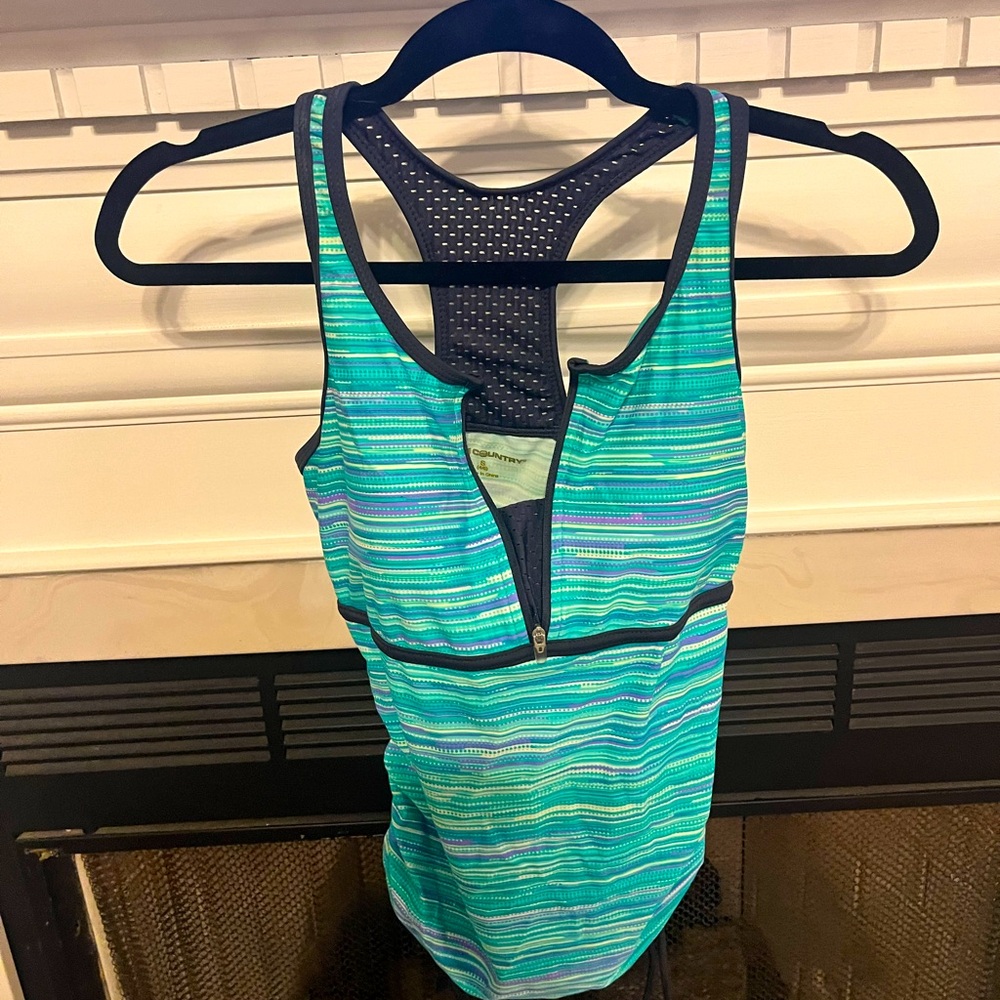 Free Country Women's Oasis Racerback Zip Front Tankini Top size Small
